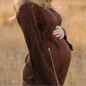 Chic Copper Long Sleeve Dress (MATERNITY)